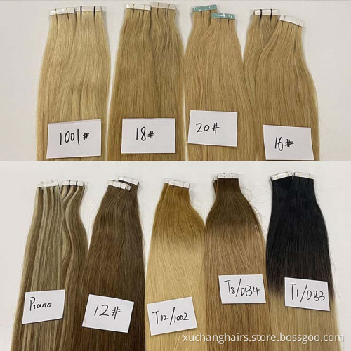 russian hair tape extension hair human wholesale straight cuticle aligned virgin tape in hair extensions remy vendors